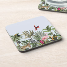 Botanisk Safari Fyrkantig Coaster - Tropisk Djunge