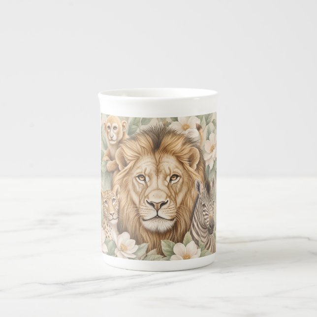 Botanisk Safari Lejon Kaffemugg Benporslin Mugg (Framsidan)