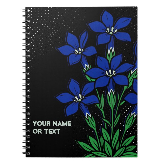 Botanisk Safir: Vårgentianan Pop Art Anteckningsbok (Framsidan)