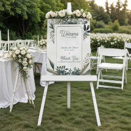 Botanisk Salvia Grön Grönska Bröllopsvälkomst Poster