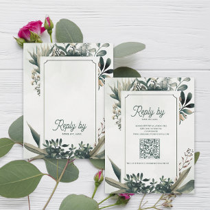 Botanisk Salvia Grön QR-kod Greenery Bröllop OSA Kort