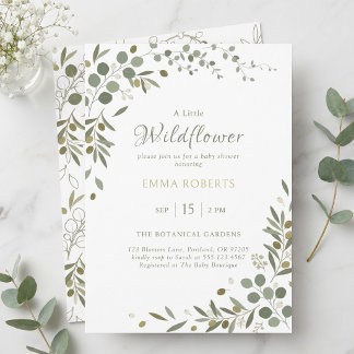Botanisk Salvia Grönska Vildblomma Bebisens Första Inbjudningar