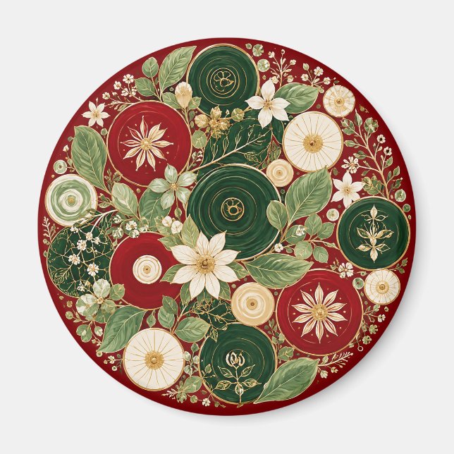 Botanisk scharlakansröd krans magnet (Framsidan)