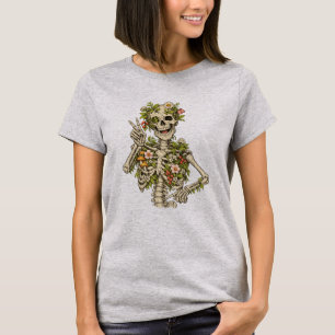 Botanisk Skelett Fredsställning – Naturens Humor T Shirt