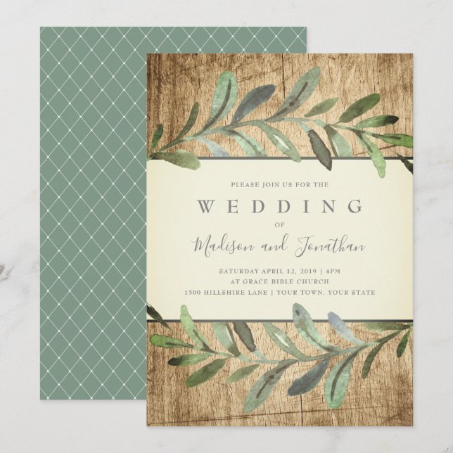 Botanisk skogen för lantliga Vines som gifta sig Inbjudningar (Fram/baksida)