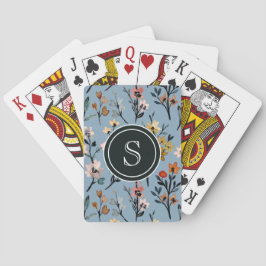 Botanisk skönhet: Baby blue vattenfärg Monogrammed Casinokort