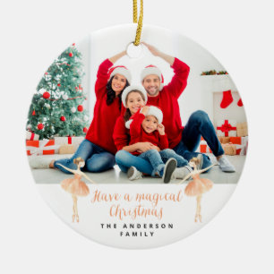 botanisk, söt jul med ballerinakorfärg julgransprydnad keramik