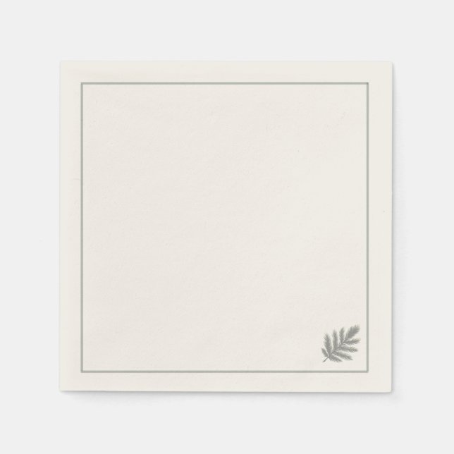 Botanisk Ständigt Grön Minimalist | Neutral Rustik Pappersservett (Framsidan)