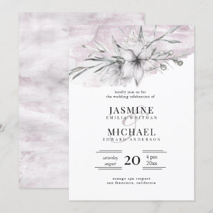 botanisk stencil elegant bröllop inbjudningar
