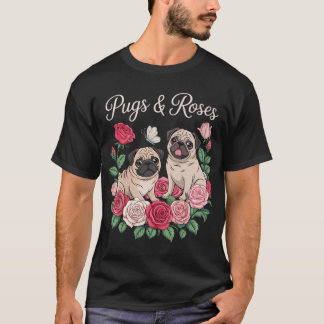 Botanisk svart mops trädgård - Blommig hundägare h T Shirt
