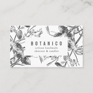 Botanisk svart och vit Blommigt enkel klass Visitkort