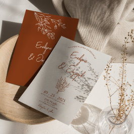 Botanisk Terracotta Blommigt Boho Trendig Bröllop Inbjudningar