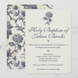 Botanisk Toile Hortensia Havtorn Dop Inbjudningar