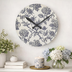 Botanisk Toile Hortensia & Strandkål Rund Klocka