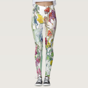 Botanisk trädgård blommar All över tryckdamaske Leggings