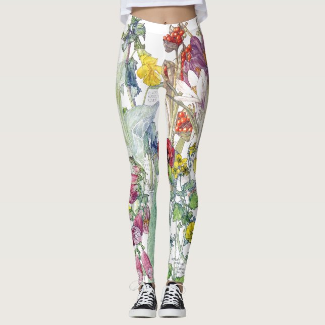 Botanisk trädgård blommar All över tryckdamasker Leggings (Framsida)