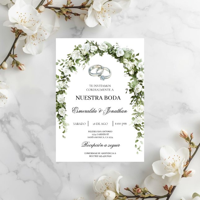 Botanisk trädgård med ring Bröllopsinbjudan Inbjudningar (Skapare uppladdad)