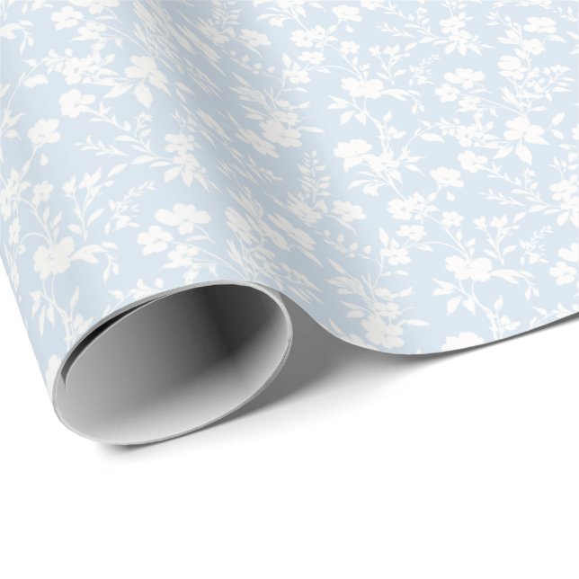 Botanisk Trädgård Neutral - Puderblå Presentpapper (Rullad Hörn)