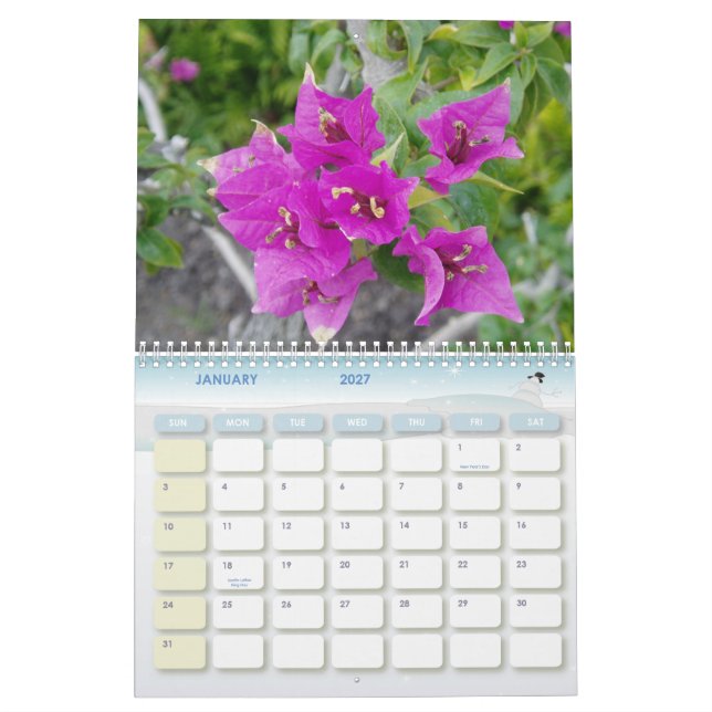 Botanisk trädgårdkalender kalender (Jan 2027)