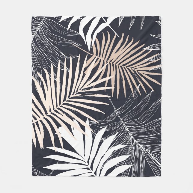 Botanisk tropisk blad: vintagegrafik fleecefilt (Framsidan)