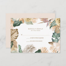 Botanisk tropisk Blommigt Guld Mauve Bröllop