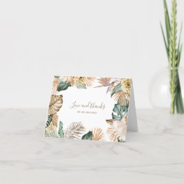 Botanisk tropisk Blommigt Guld Mauve Bröllop Tack Kort