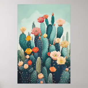 Botanisk Väggdekor - Vintage Blommande Kaktus Poster