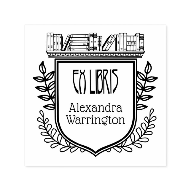 Botanisk Vapensköld Bookshelf Ex Libris Bok Namn Självfärgande Stämpel (Design)
