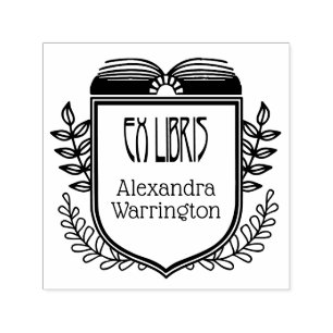 Botanisk Vapensköld Ex Libris Bok Namn Embosser Självfärgande Stämpel