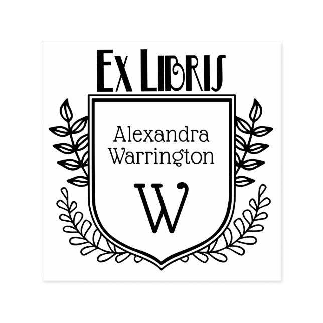 Botanisk Vapensköld Ex Libris Bok Namn Initial Självfärgande Stämpel (Design)