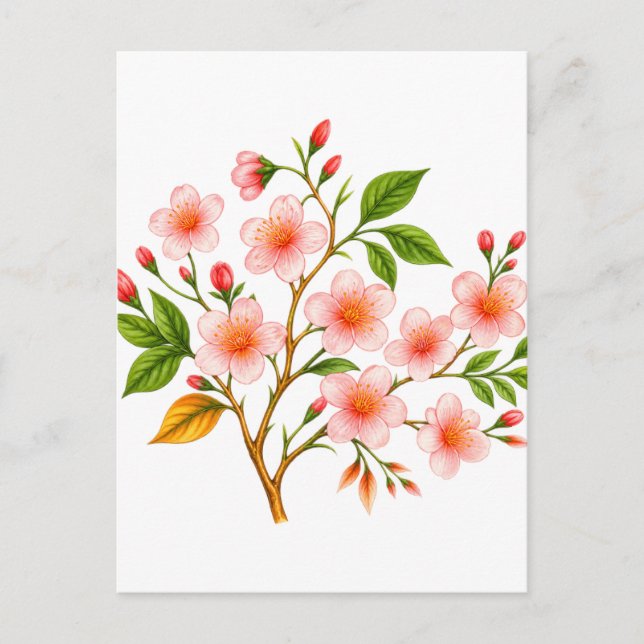 Botanisk vårdesign vykort (Framsida)