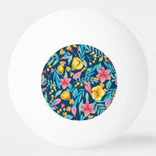 Botanisk vattenfärg: blommor, löv ornament. pingisboll
