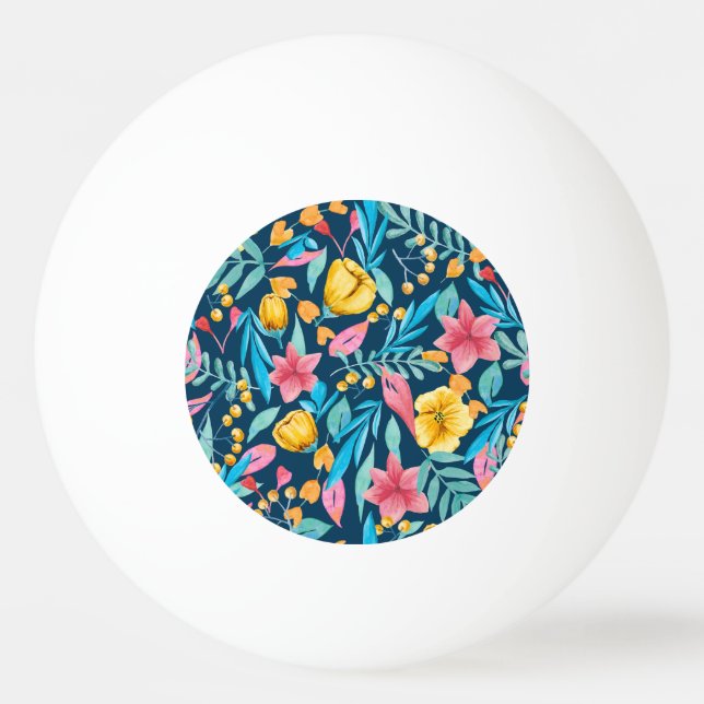 Botanisk vattenfärg: blommor, löv ornament. pingisboll (Framsidan)