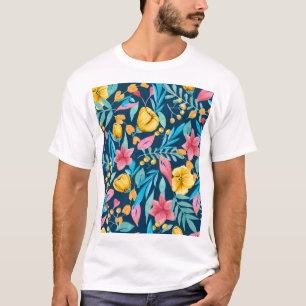 Botanisk vattenfärg: blommor, löv ornament. t shirt