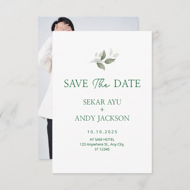 Botanisk vattenfärg spara datumet (Fram/baksida)