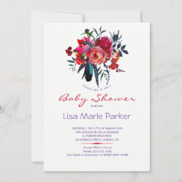 Botanisk vattenfärgad bukett babydusch inbjudan