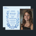 Botanisk vattenfärgsANPASSNINGSBAR PHOTO Fladdermu Vykort<br><div class="desc">Perfekt-vykort för att tillkännage ett bat mitzvah, pub mitzvah eller annat judiskt firande! Hand plockade delikata löv-trimma konst åt dig! FULLT ANPASSADE! Klicka på "Anpassa" ovan om du vill redigera texten och lägga till fotot. Klicka på "Redigera med verktyg" för att justera typsnitt, färg och placeringar. Finns även som kort...</div>