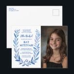 Botanisk vattenfärgsANPASSNINGSBAR PHOTO Fladdermu Vykort<br><div class="desc">Perfekt-vykort för att tillkännage ett bat mitzvah, pub mitzvah eller annat judiskt firande! Hand plockade delikata löv-trimma konst åt dig! FULLT ANPASSADE! Klicka på "Anpassa" ovan om du vill redigera texten och lägga till fotot. Klicka på "Redigera med verktyg" för att justera typsnitt, färg och placeringar. Finns även som kort...</div>