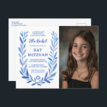 Botanisk vattenfärgsANPASSNINGSBAR PHOTO Fladdermu Vykort<br><div class="desc">Perfekt-vykort för att tillkännage ett bat mitzvah, pub mitzvah eller annat judiskt firande! Hand plockade delikata löv-trimma konst åt dig! FULLT ANPASSADE! Klicka på "Anpassa" ovan om du vill redigera texten och lägga till fotot. Klicka på "Redigera med verktyg" för att justera typsnitt, färg och placeringar. Finns även som kort...</div>