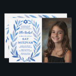 Botanisk vattenfärgsANPASSNINGSBAR PHOTO QR Bat mi Inbjudningar<br><div class="desc">Perfekt-kort för att tillkännage ett bat mitzvah, pub mitzvah eller annat judiskt firande! Hand plockade delikata löv-trimma konst åt dig! FULLT ANPASSADE! Klicka på "Anpassa" ovan om du vill redigera texten, lägga till fotot och lägga till länken till QR-koden. Klicka på "Redigera med verktyg" för att justera typsnitt, färg och...</div>