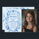 Botanisk vattenfärgsANPASSNINGSBAR PHOTO QR Bat mi Inbjudningar<br><div class="desc">Perfekt-kort för att tillkännage ett bat mitzvah, pub mitzvah eller annat judiskt firande! Hand plockade delikata löv-trimma konst åt dig! FULLT ANPASSADE! Klicka på "Anpassa" ovan om du vill redigera texten, lägga till fotot och lägga till länken till QR-koden. Klicka på "Redigera med verktyg" för att justera typsnitt, färg och...</div>