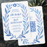Botanisk vattenfärgsANPASSNINGSBAR QR Pub Bat mitz Inbjudningar<br><div class="desc">Perfekt-kort för att tillkännage ett bat mitzvah, pub mitzvah eller annat judiskt firande! Hand plockade delikata löv-trimma konst åt dig! FULLT ANPASSADE! Klicka på "Anpassa" ovan om du vill redigera texten och lägga till länken till QR-koden. Klicka på "Redigera med verktyg" för att justera typsnitt, färg och placeringar. Ta bort...</div>