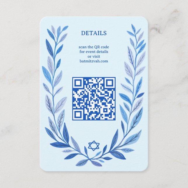 Botanisk vattenfärgsANPASSNINGSBAR QR Pub Bat mitz Tilläggskort (Framsida)