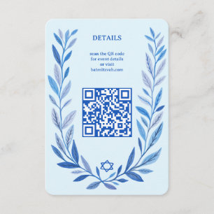 Botanisk vattenfärgsANPASSNINGSBAR QR Pub Bat mitz Tilläggskort