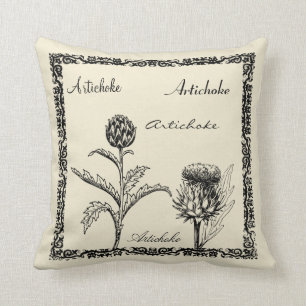 Botanisk växtillustration för modern vintage kudde