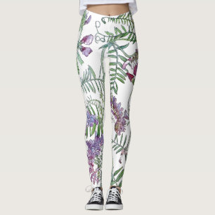 Botanisk Vetch blommar All över tryckdamasker Leggings