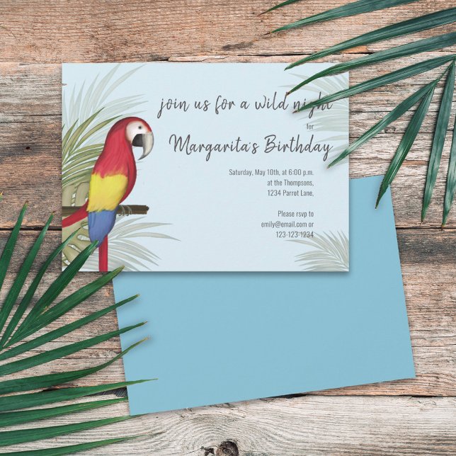 Botanisk Vild Birthday Bird Tropical Greenery Inbjudningar (Skapare uppladdad)