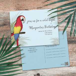 Botanisk Vild Birthday Bird Tropical Greenery Vykort