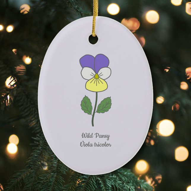 Botanisk Vild Pansy Pastel Flower Julgransprydnad Keramik (Botanical Wild Pansy Ornament)