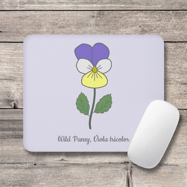 Botanisk Vild Pansy Pastel Flower Musmatta (Botanical Wild Pansy Mouse Pad)